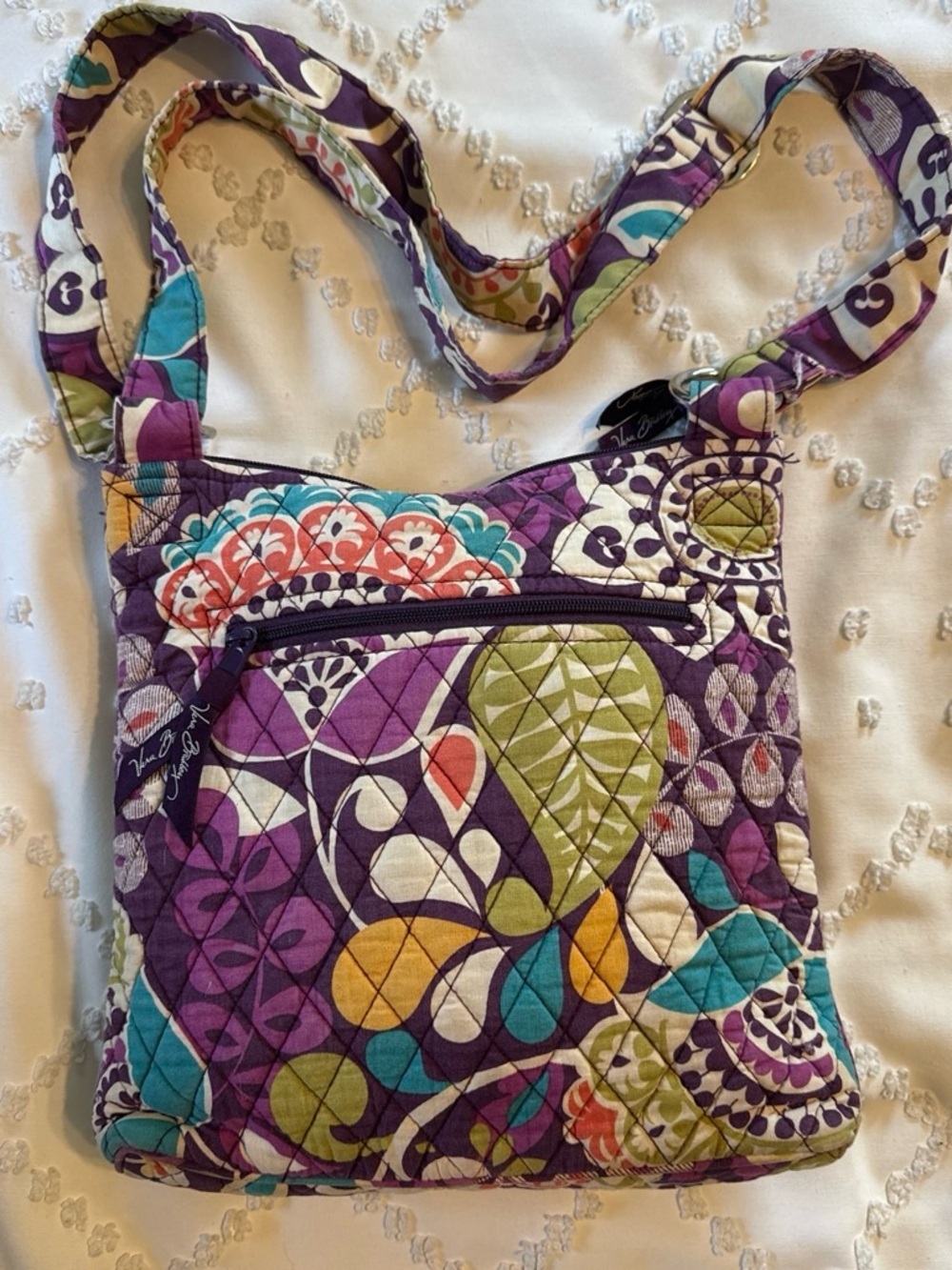 Vera Bradley Plum Crazy Hipster Purple Floral Quilted Shoulder Bag